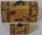 Vintage toy miniature Luggage Set. See description for sizes