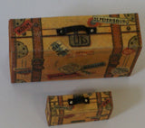 Vintage toy miniature Luggage Set. See description for sizes