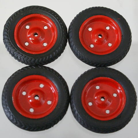 1-5/8" x 3/8"  Vintage toy original tire with painted hub. 1/16th Axle size