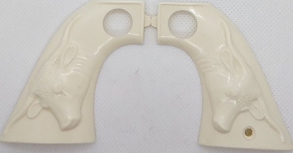 Hubley Toy Capgun Cowboy Top Round Set of two grips 2-3/4"