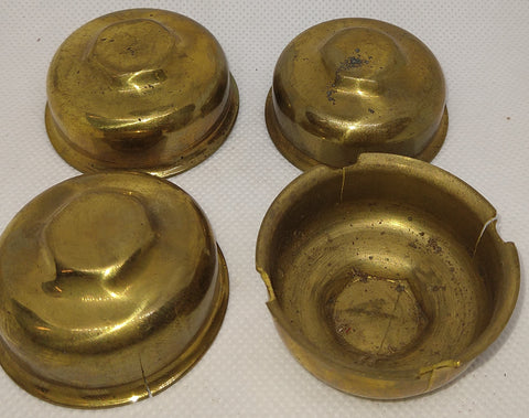 Pedal car original brass hub caps x 4  Diameter 2-3/4"