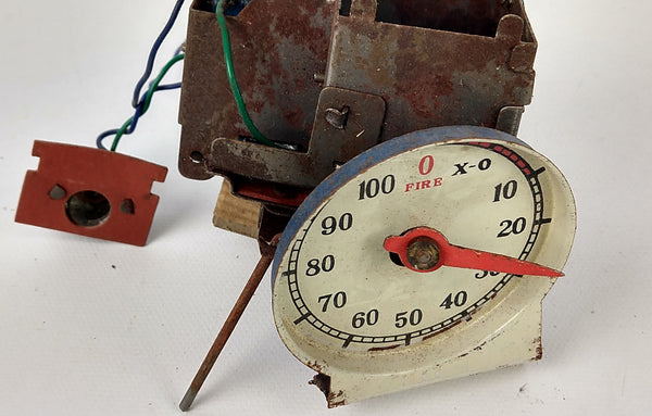 Vintage 1959 Yonezawa Rocket Launching Pad toy parts. Countdown clock and mechanism