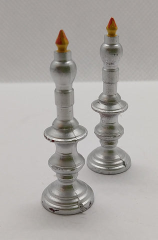 Miniature dollhouse candlesticks.  1-3/4" tall.  Sold as a pair.