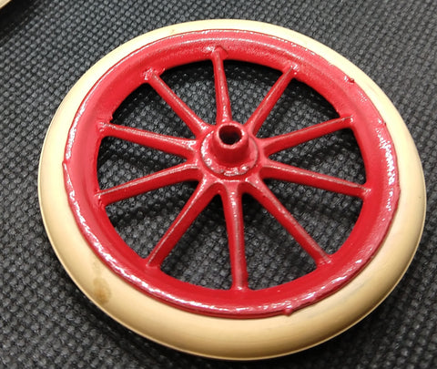 Cast Car Wheel with tire 2-9/16" Diameter.