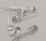 White Clear LED Lights for Robots, cars and toys. 3 Volt. 5mm  Select quantity