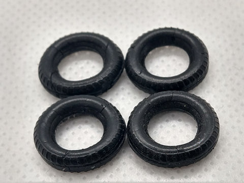Corgi, Matchbox, Dinky Tires : Black Tire with tread detail. Sets of 4